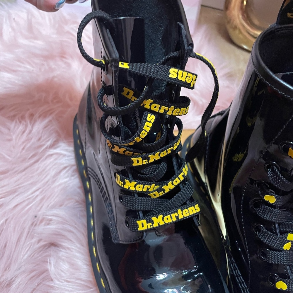 Black patent leather dr.marten combat boots worn 1 time brand new condition